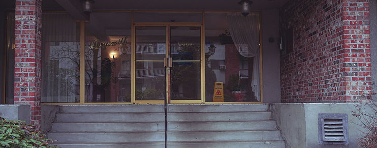 Entrance to blok of flats in Worcester