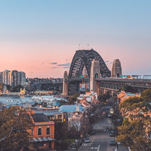 A view across Sydney with the Harbour Bridge in the background