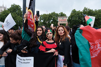Women protesting history of women's rights in Afghanistan