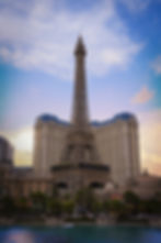 Paris Eiffel Tower in Las Vegas with hotel in background