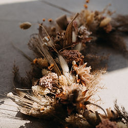 Beautiful dried flower wreath showing textured everlasting flower elements combined together