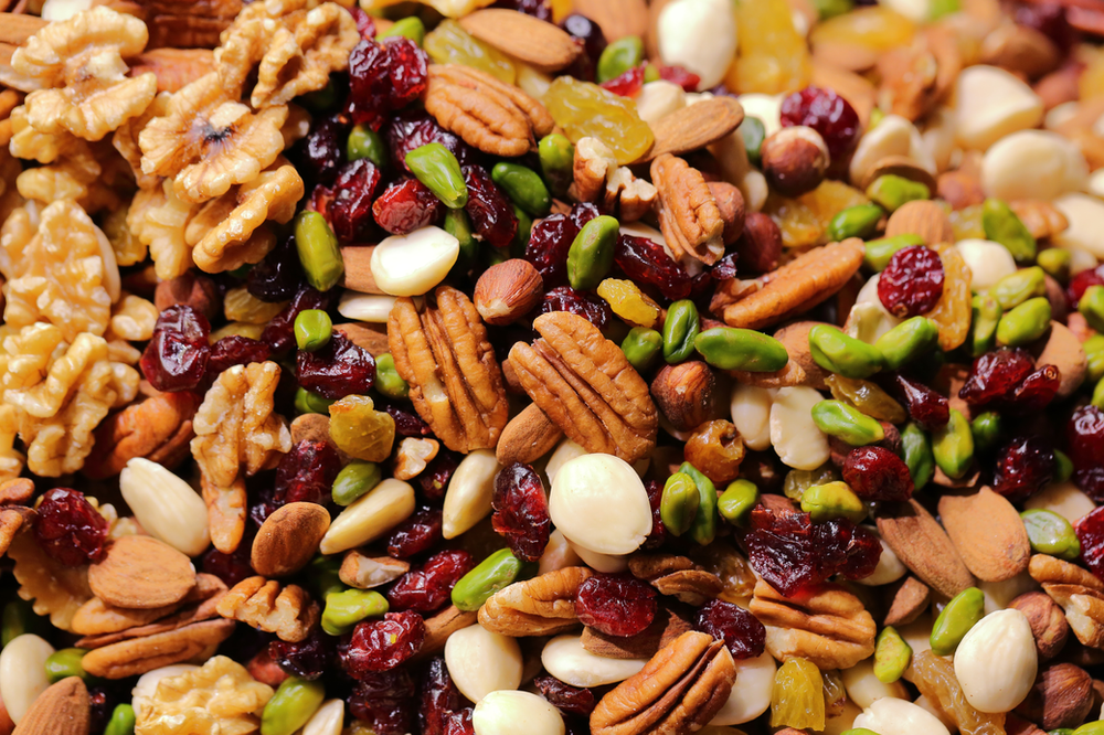 Trail mix. Photo credit: Maksim Shutov A close up of trail mix