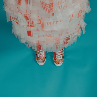 a dress made out of plastic bags