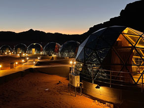 A depiction of a human settlement on Mars