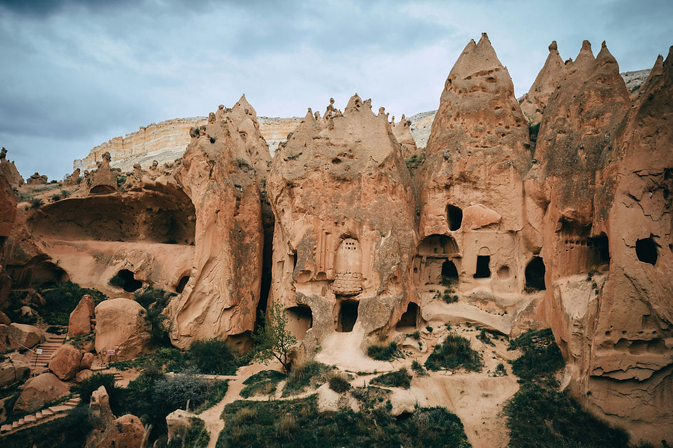 caves and rocky hills in the desert