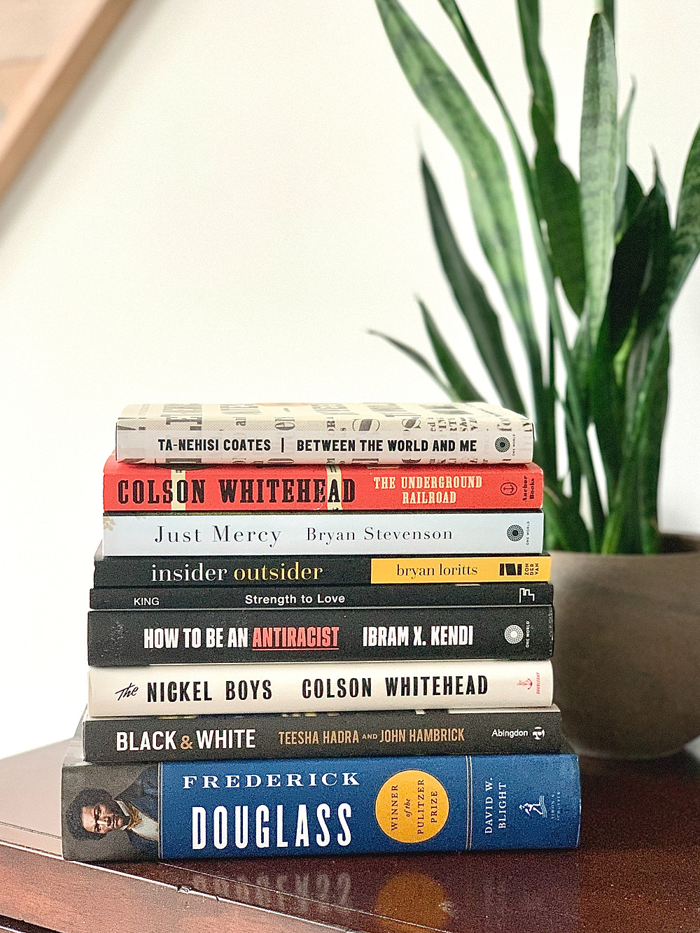 Stack of books about racism