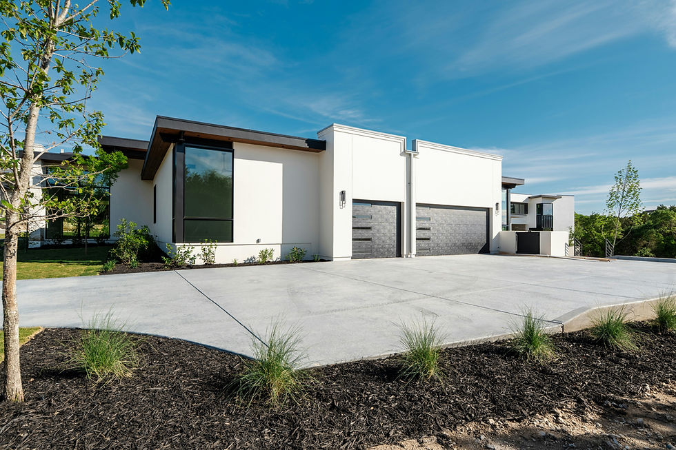 Driveway and garden beside a modern home, Noosa