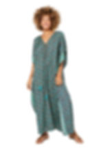 Navy Blue Turquoise Beige Women Kaftan
