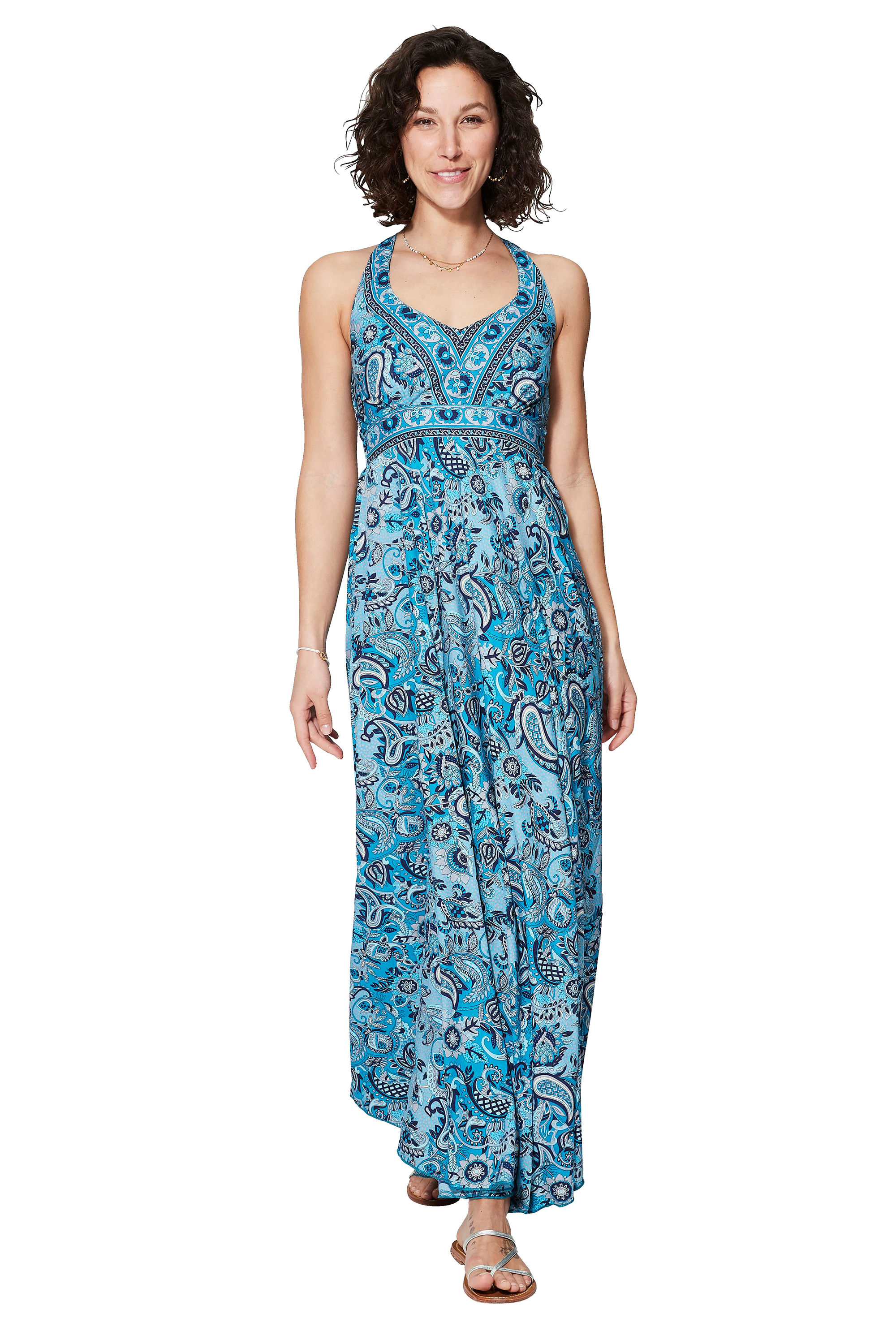 Vestido de Mujer Azul Marino Azul Beige