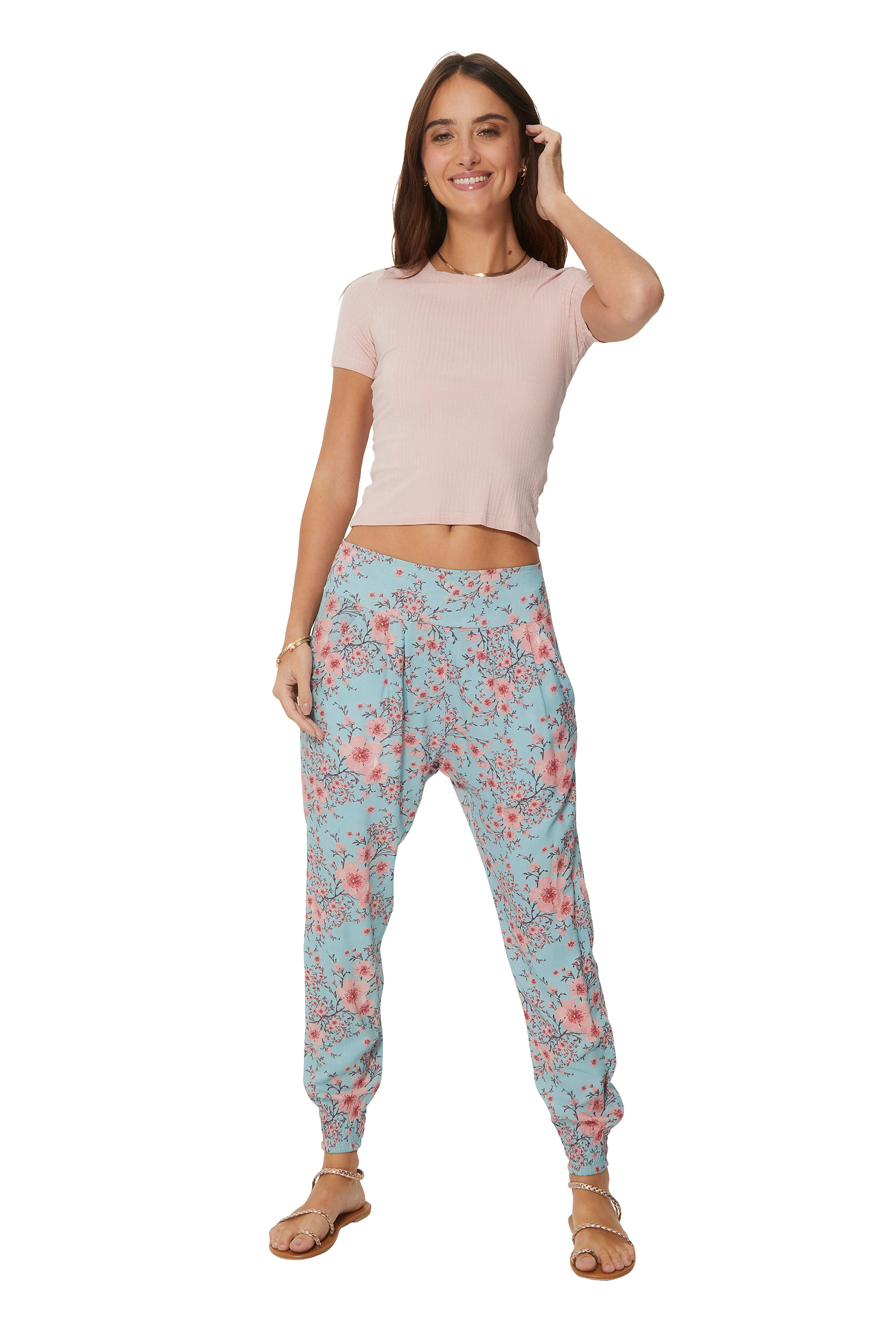 Blue Pink Brown Women Trousers
