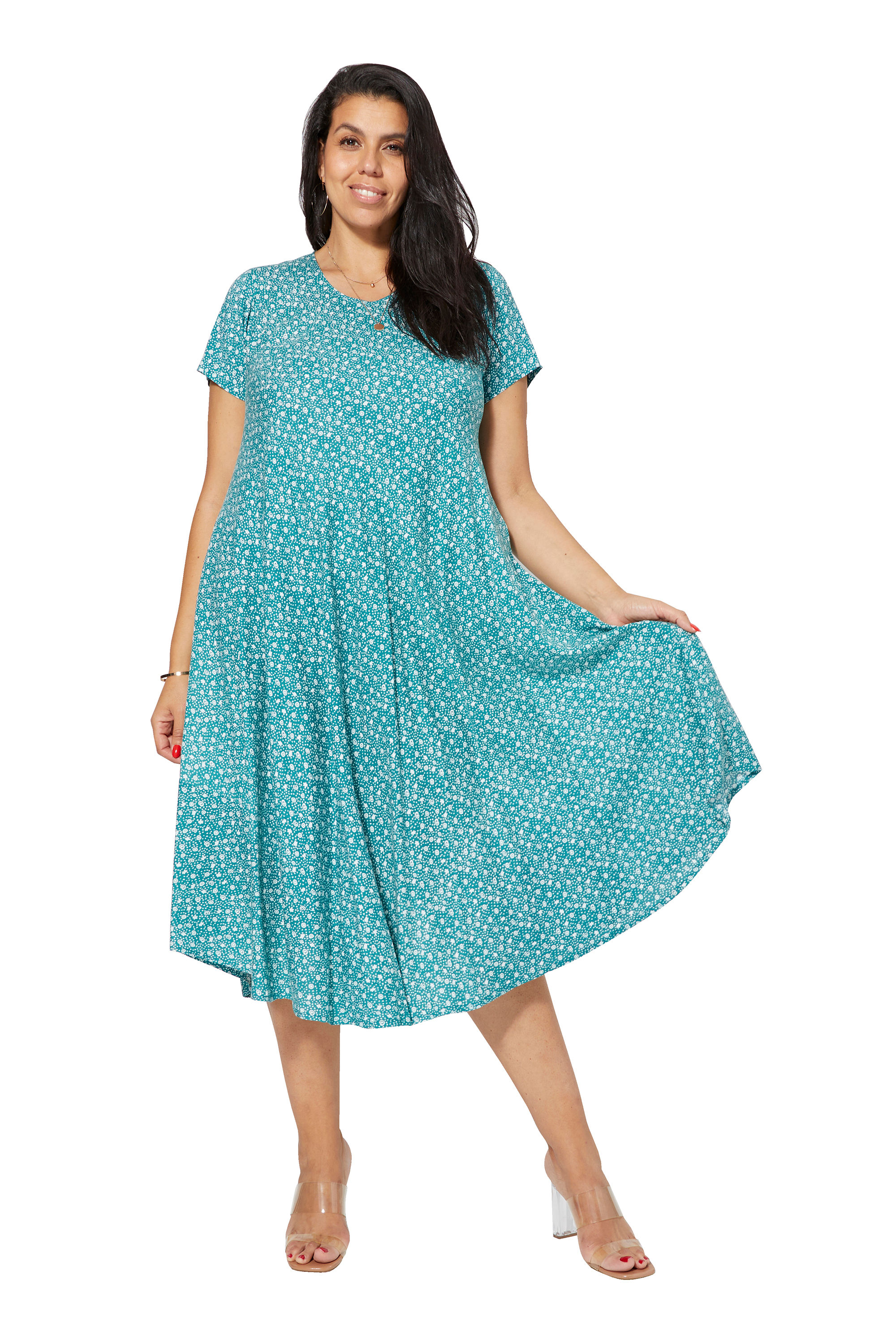 Green White Women Plus Size Dress