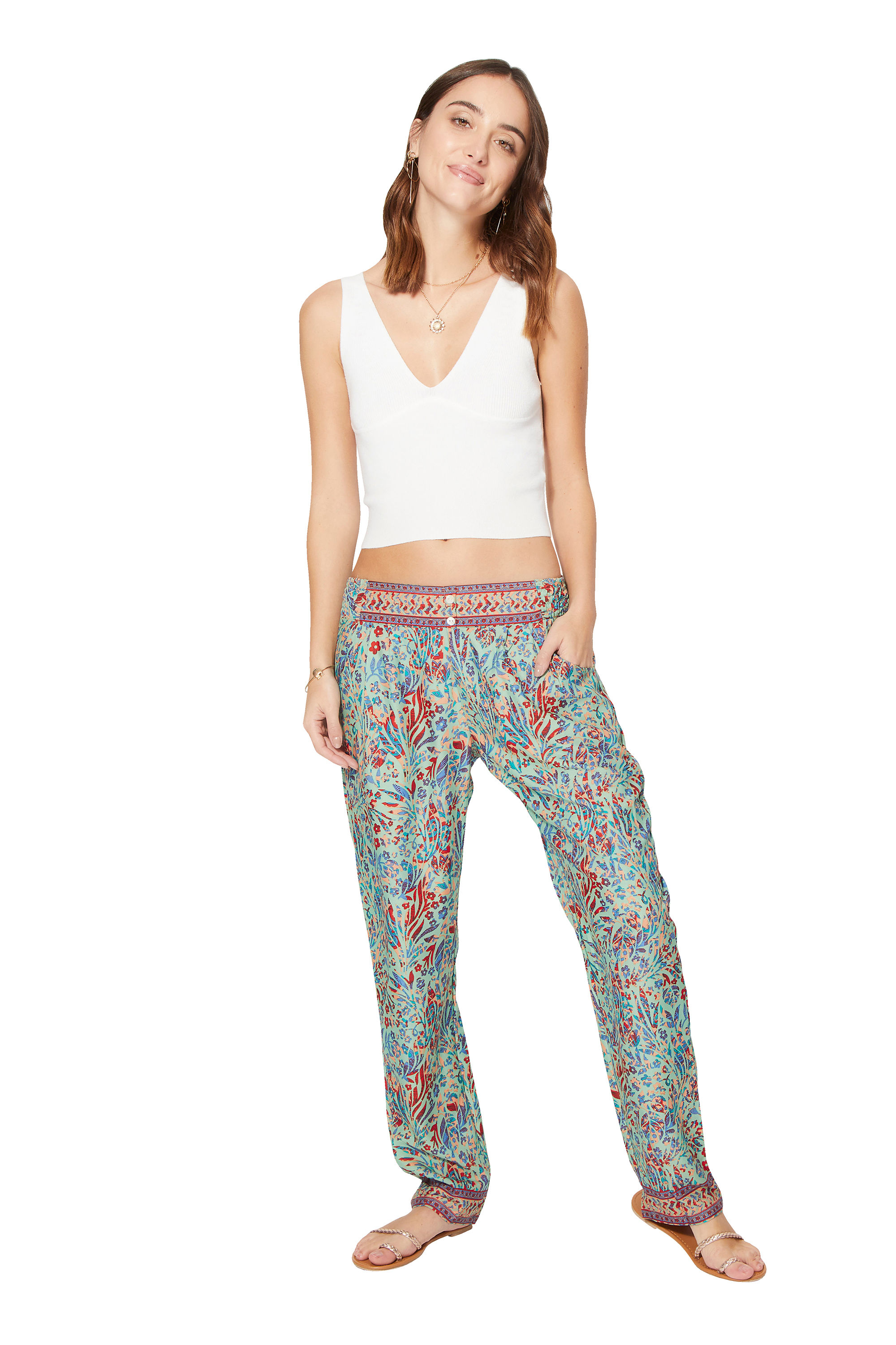Green Blue Red Orange Women Trousers
