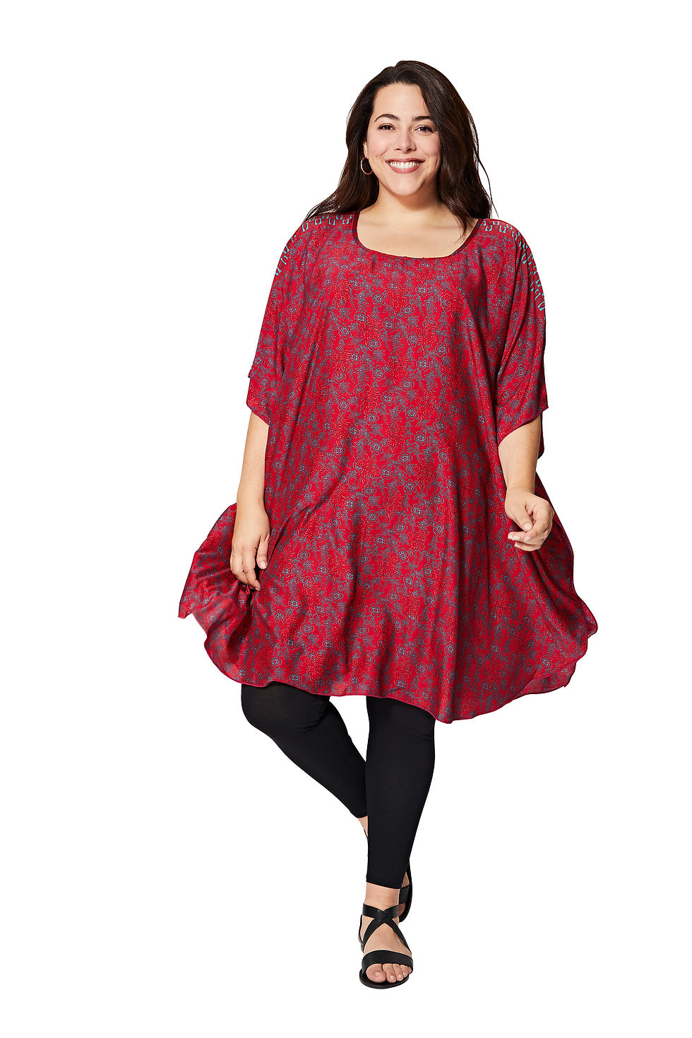 Rojo Azul Mujeres Túnica Talla Grande