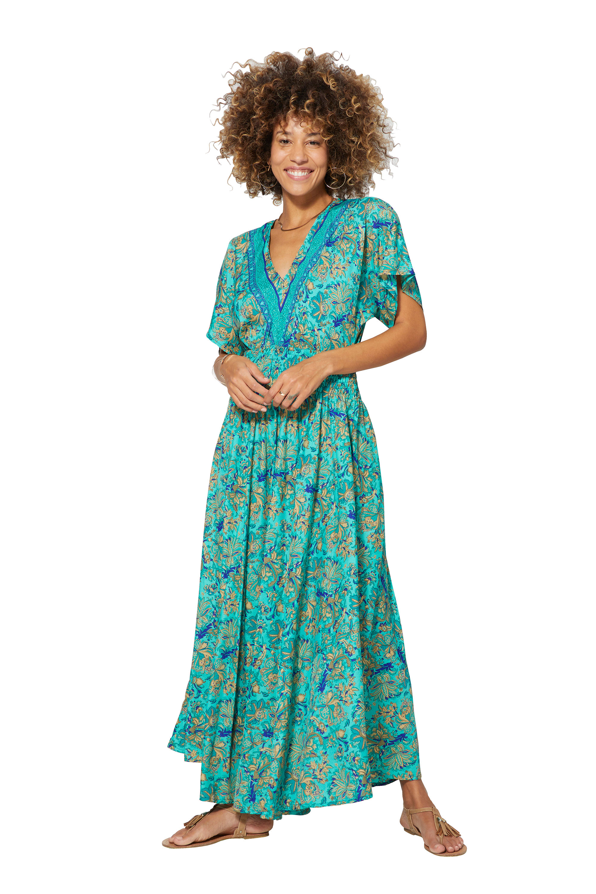 Blue Beige Brown Women Dress