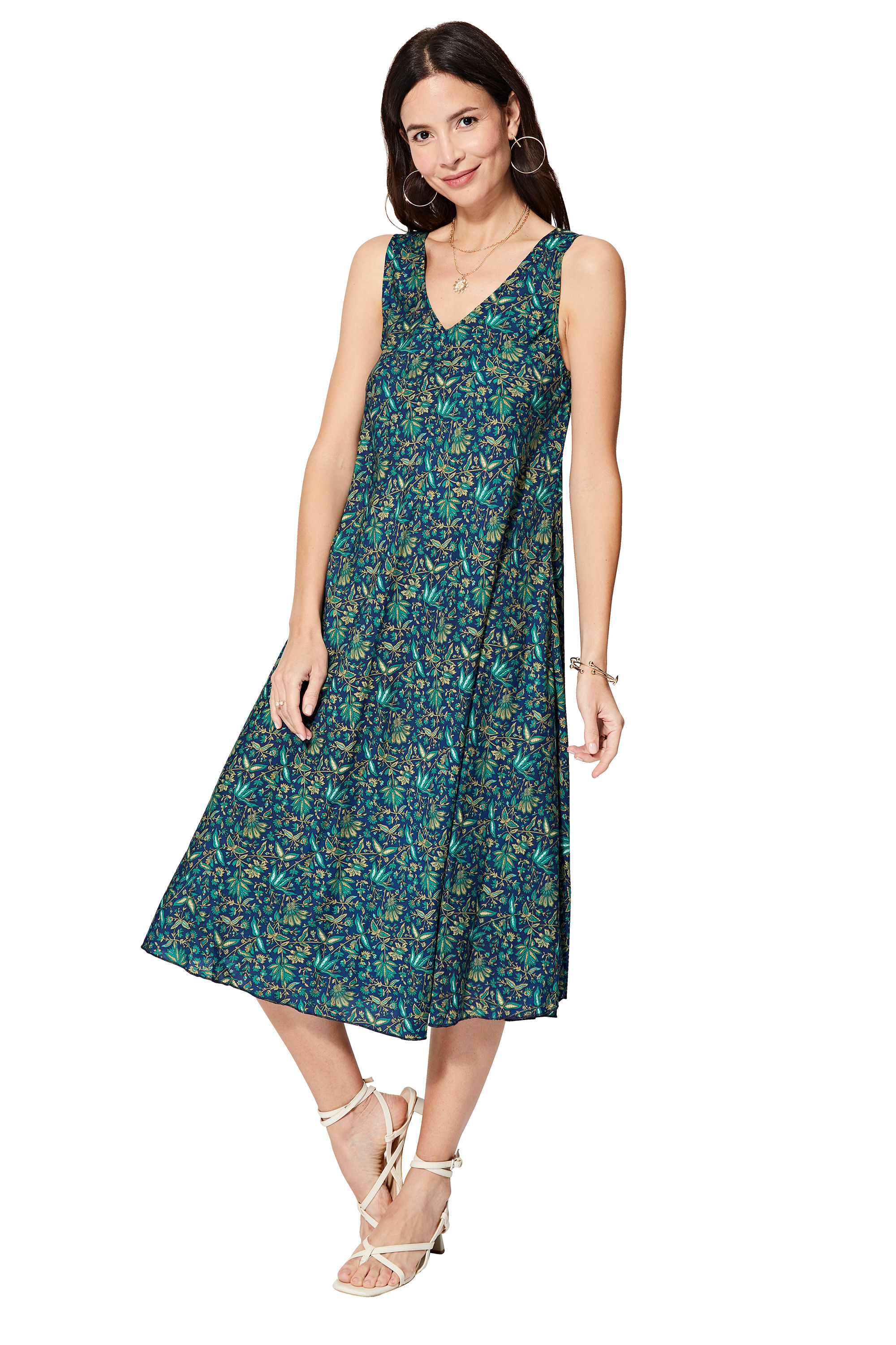 Blue Green Beige Women Dress