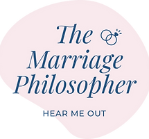 "The Marriage Philosopher™ logo with tagline ‘Hear Me Out,’ relationship coaching and resources brand by Natalie Wanner."