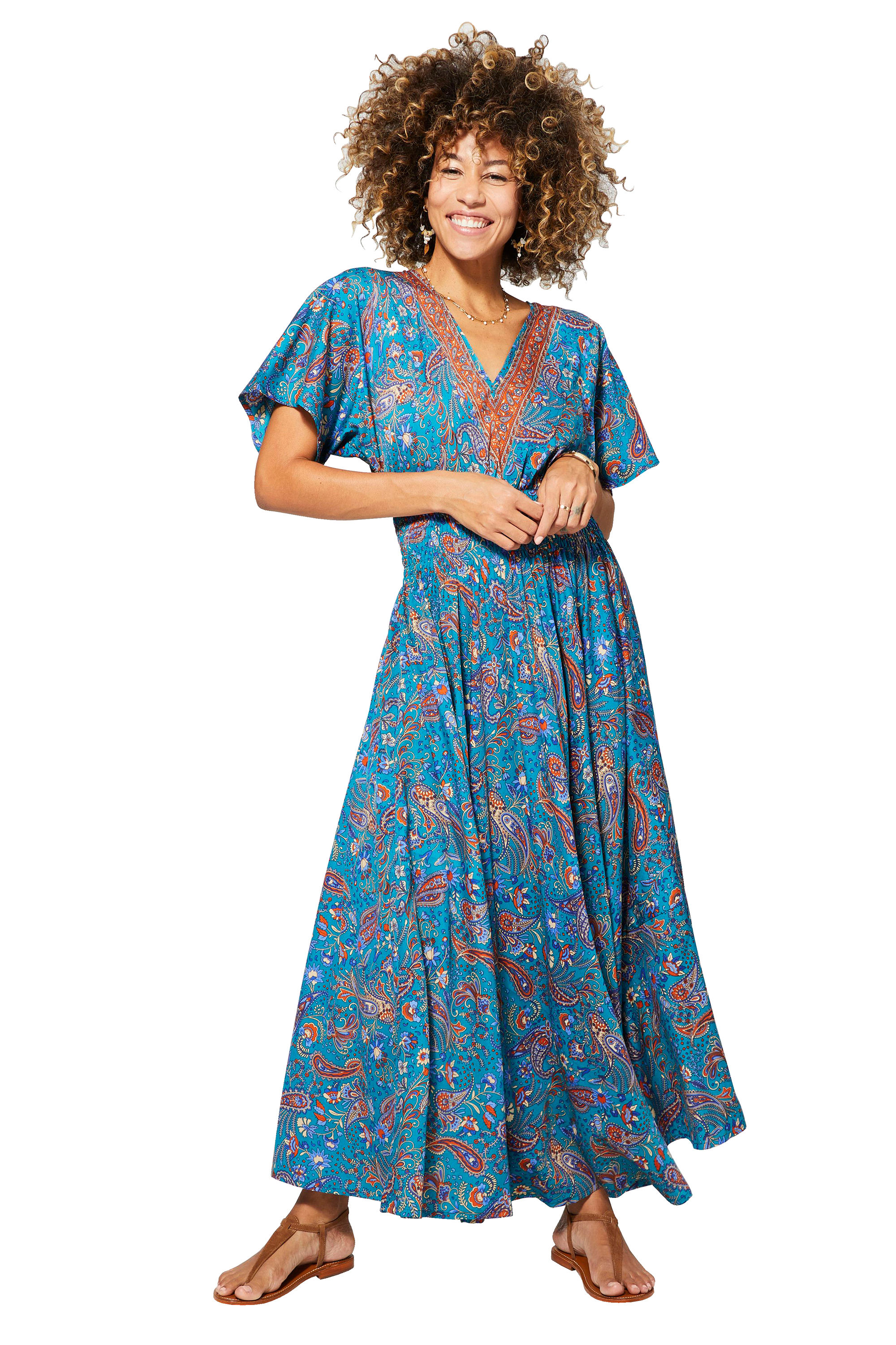 Turquoise Orange Blue Women Dress