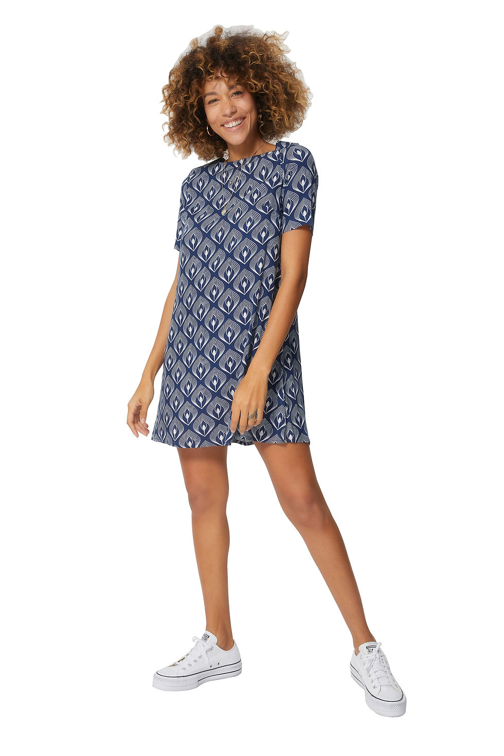 Vestido de Mujer Azul Marino Blanco