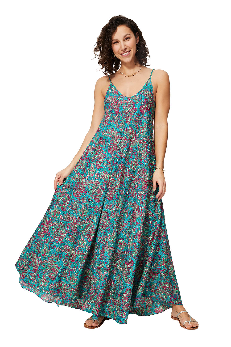Petrol Green Pink Women Dress
