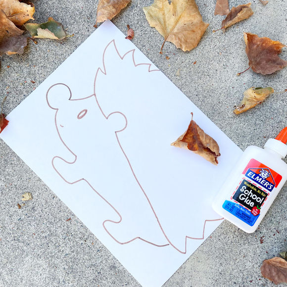 Fallen Leaves Hedgehog Step 1