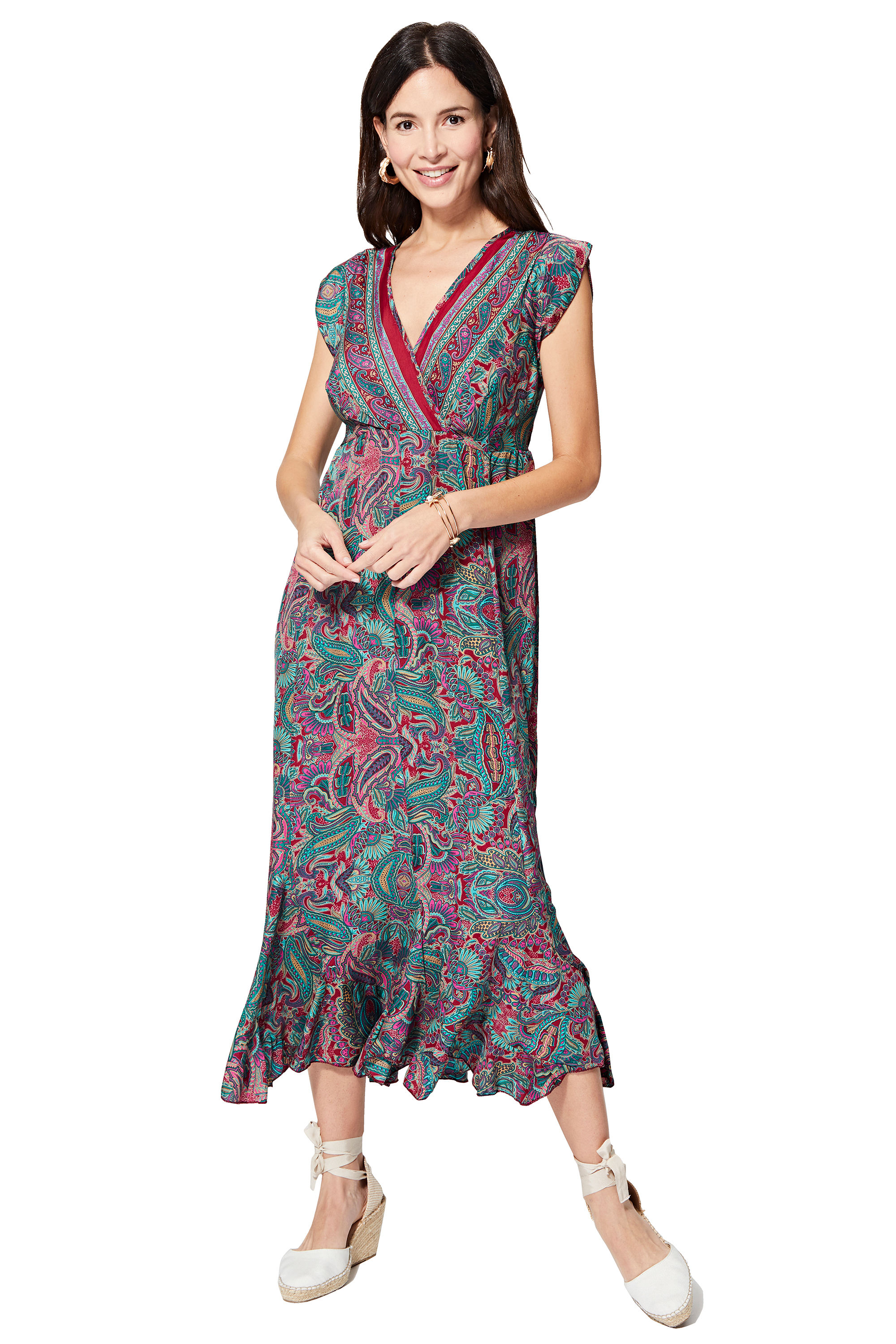 Pink Green Beige Women Dress