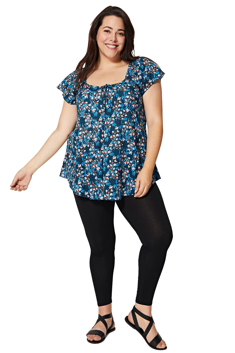 Blue White Orange Women Plus Size Tunic