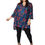Miniatura: Navy Blue Pink Yellow Mujeres Talla Grande Túnica