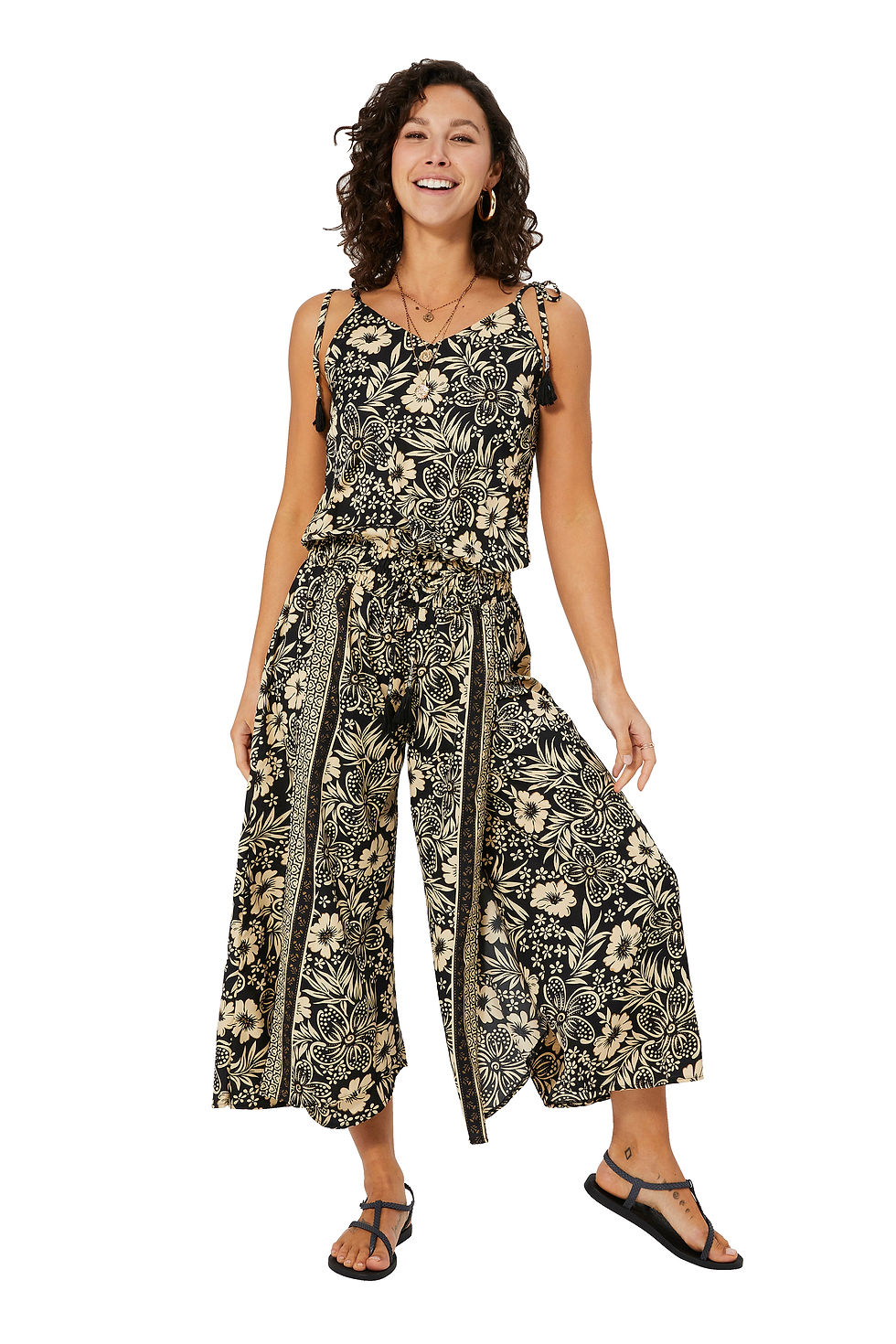 Negro Beige Oro Mujeres Jumpsuit