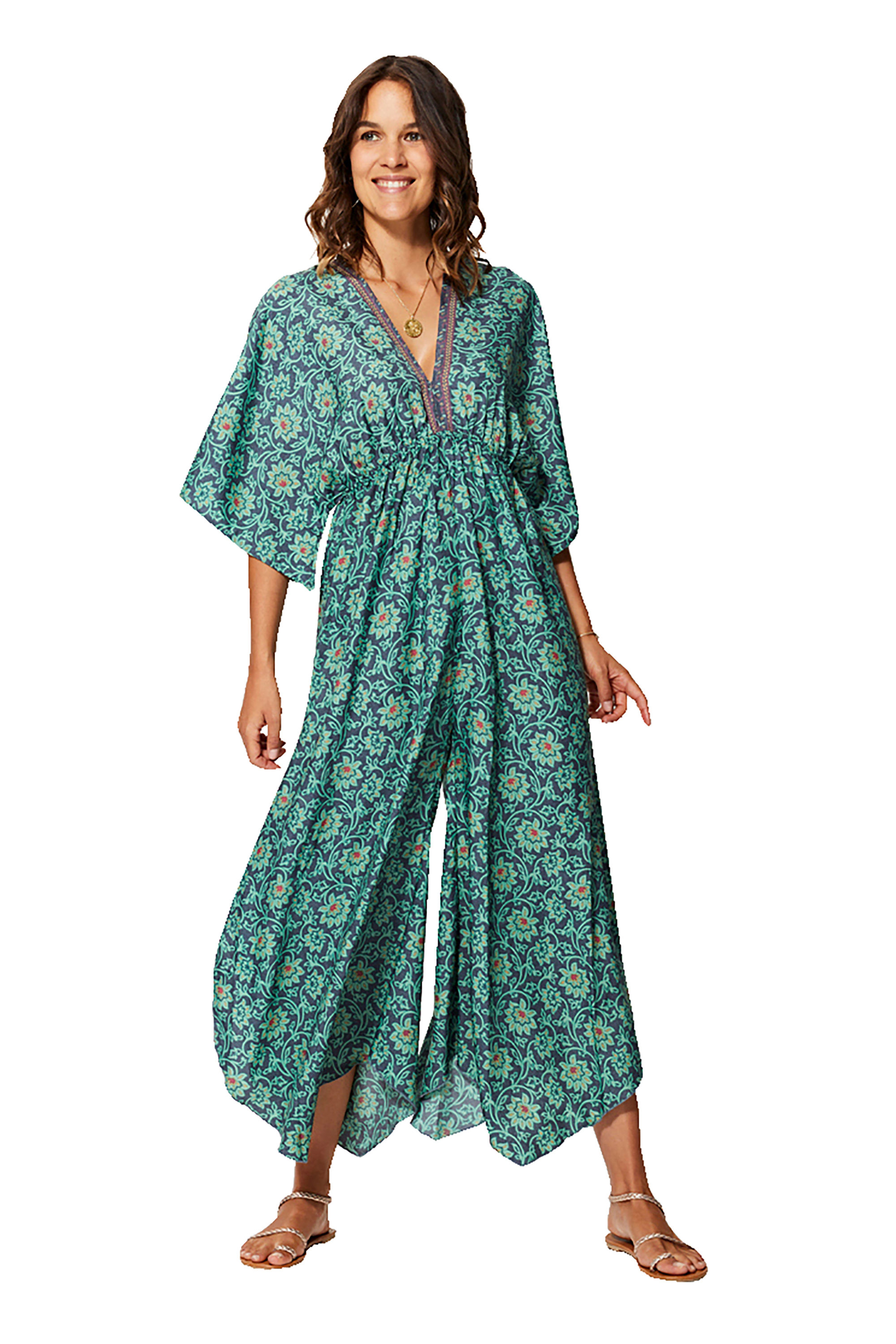 Blue Green Pink Women Jumpsuit