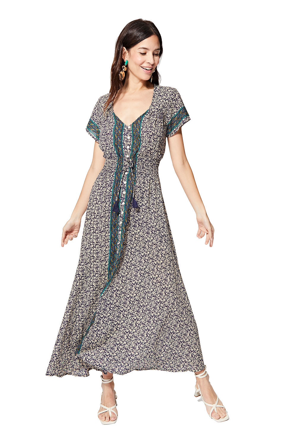 Blue Cream Women Dress