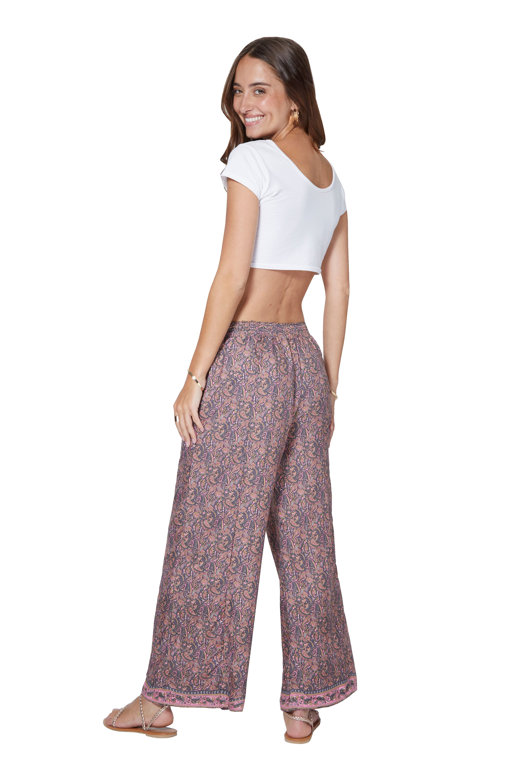 Grey Pink Cream Women Trousers