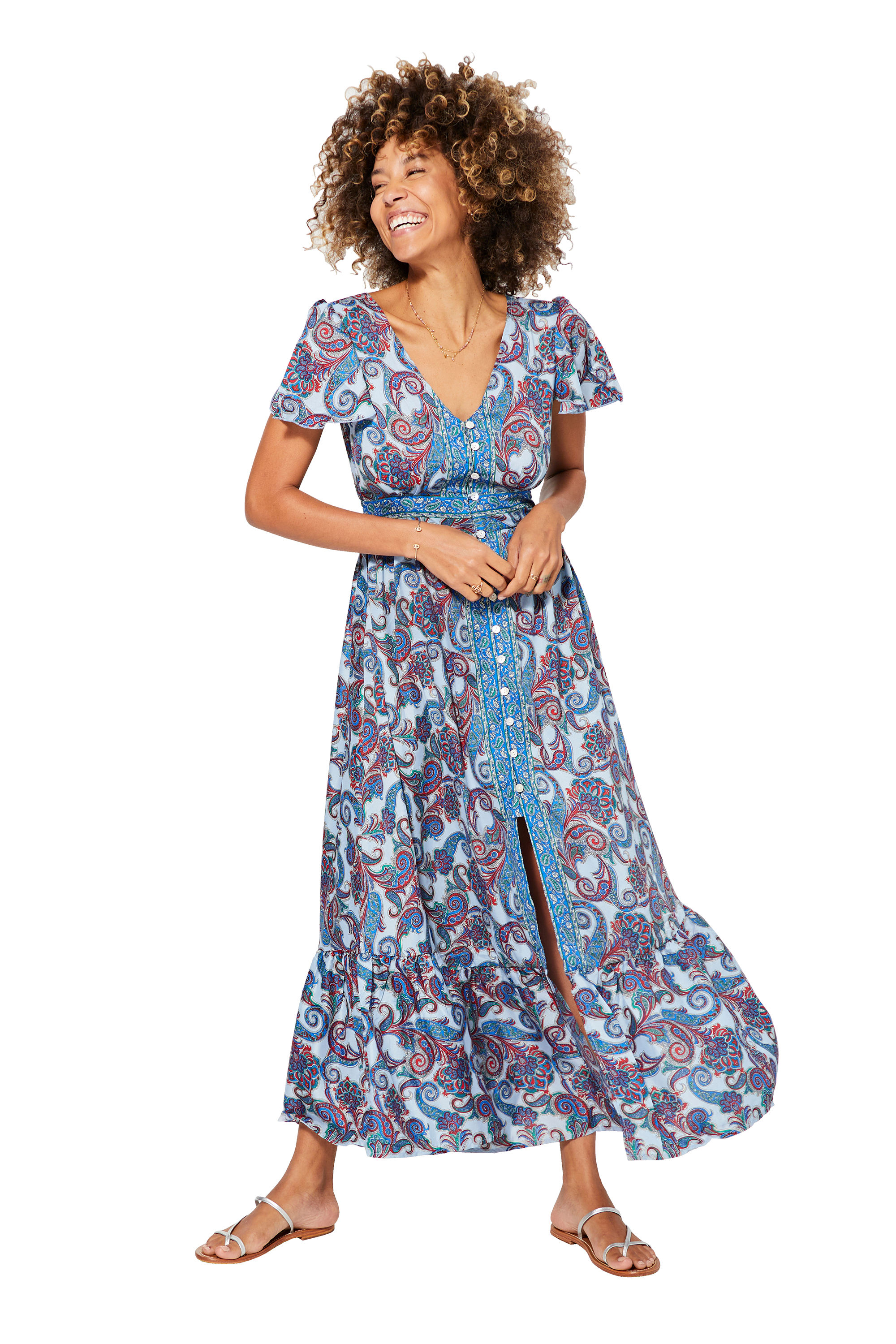 Azul Rojo Verde Vestido de Mujer