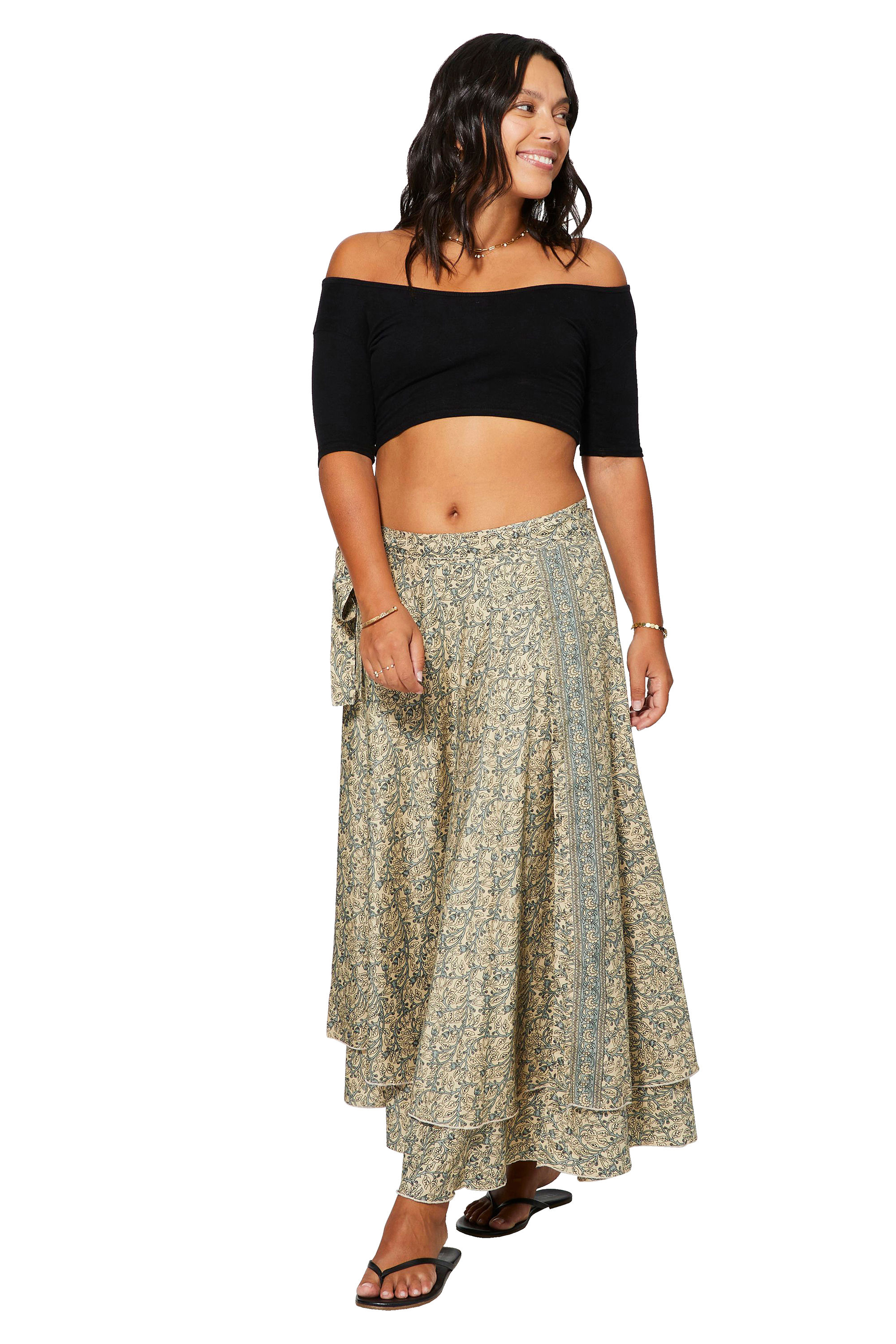 Beige Grey Black Women Skirt