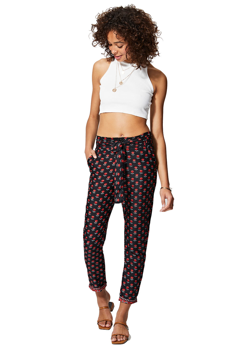 Black Red Green Women Trousers