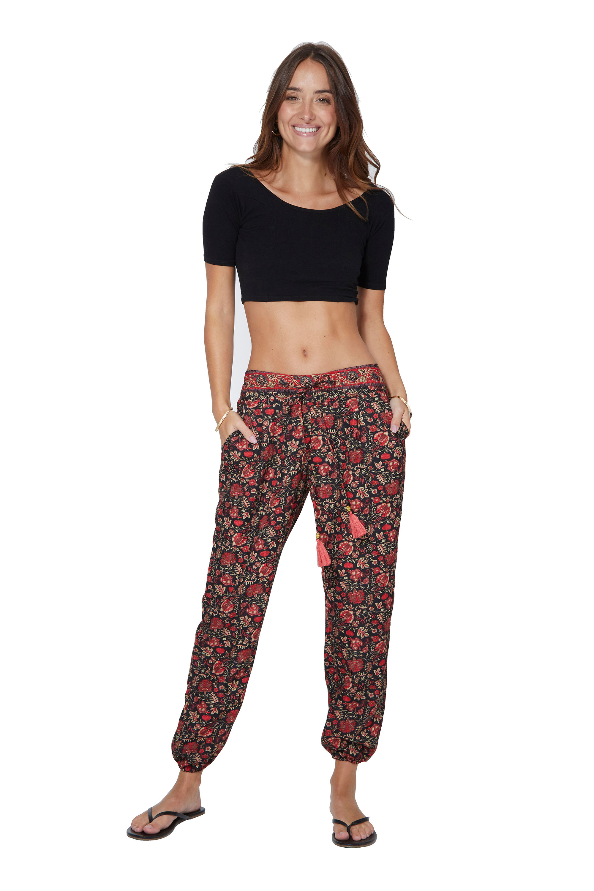 Black Red Beige Women Trousers
