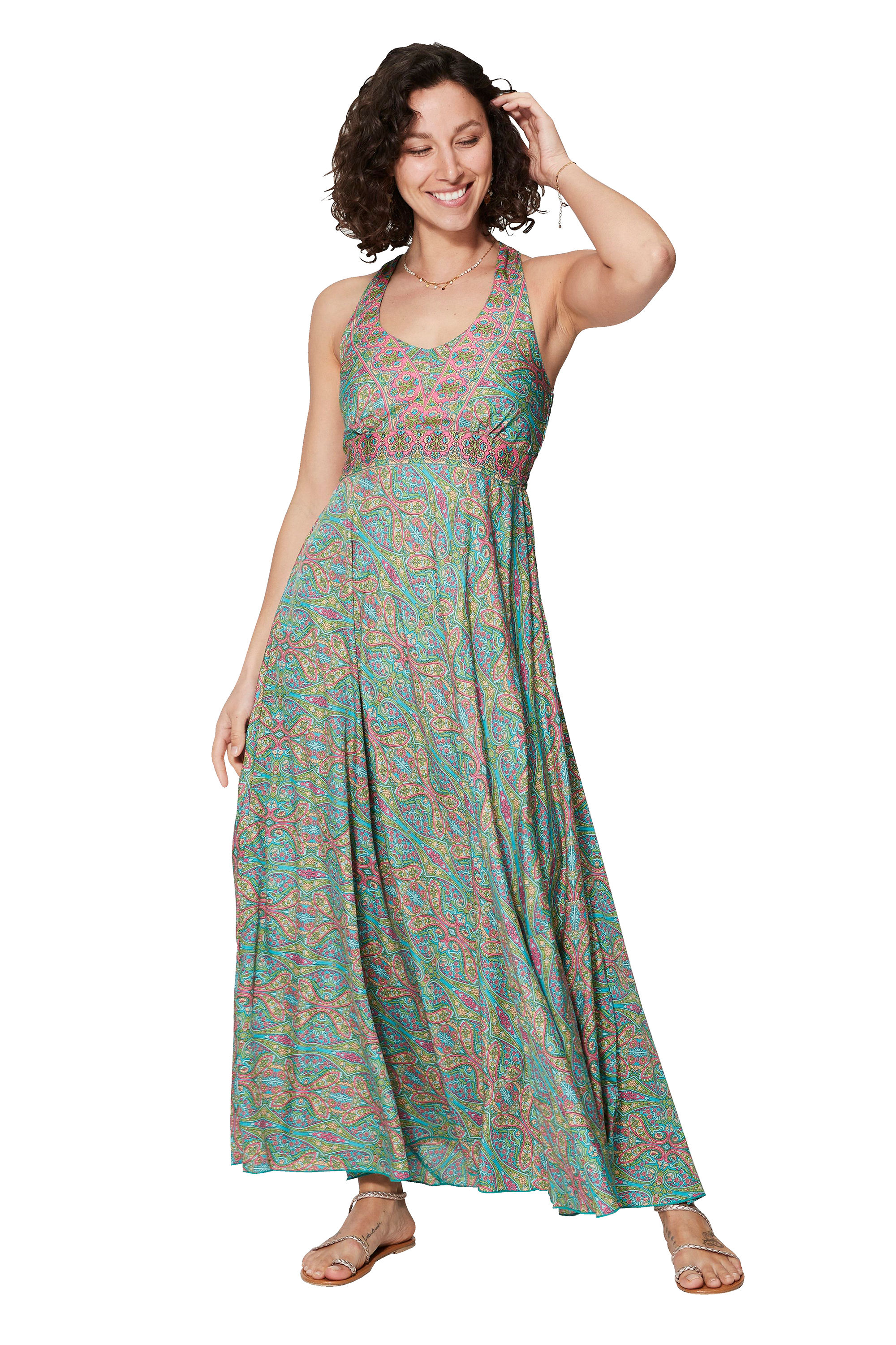 Turquoise Green Pink <b>Women</b> <i>Dress</i>