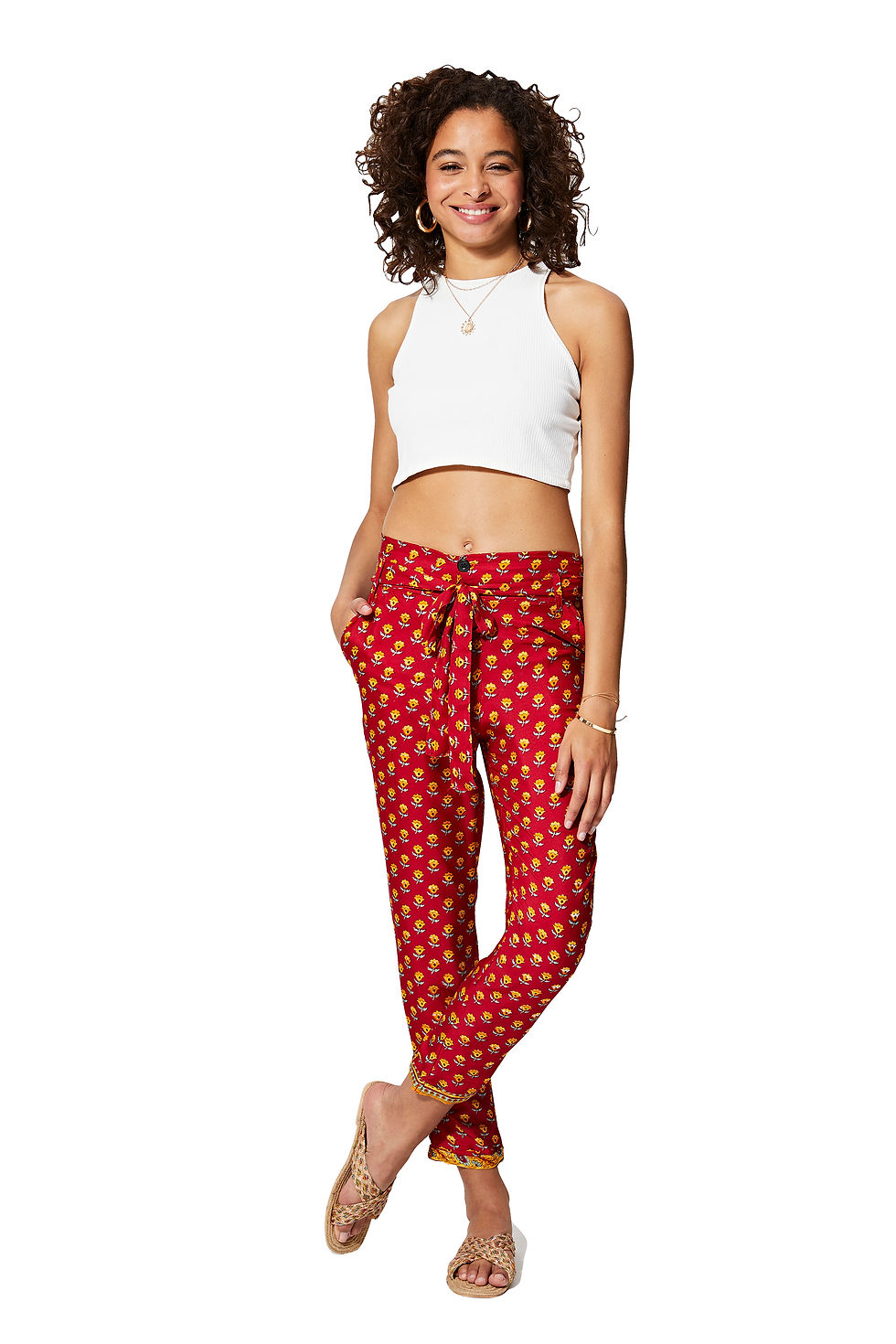 Red Yellow Women Trousers