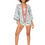 Miniatura: Azul Beige Rojo Mujeres Kimono