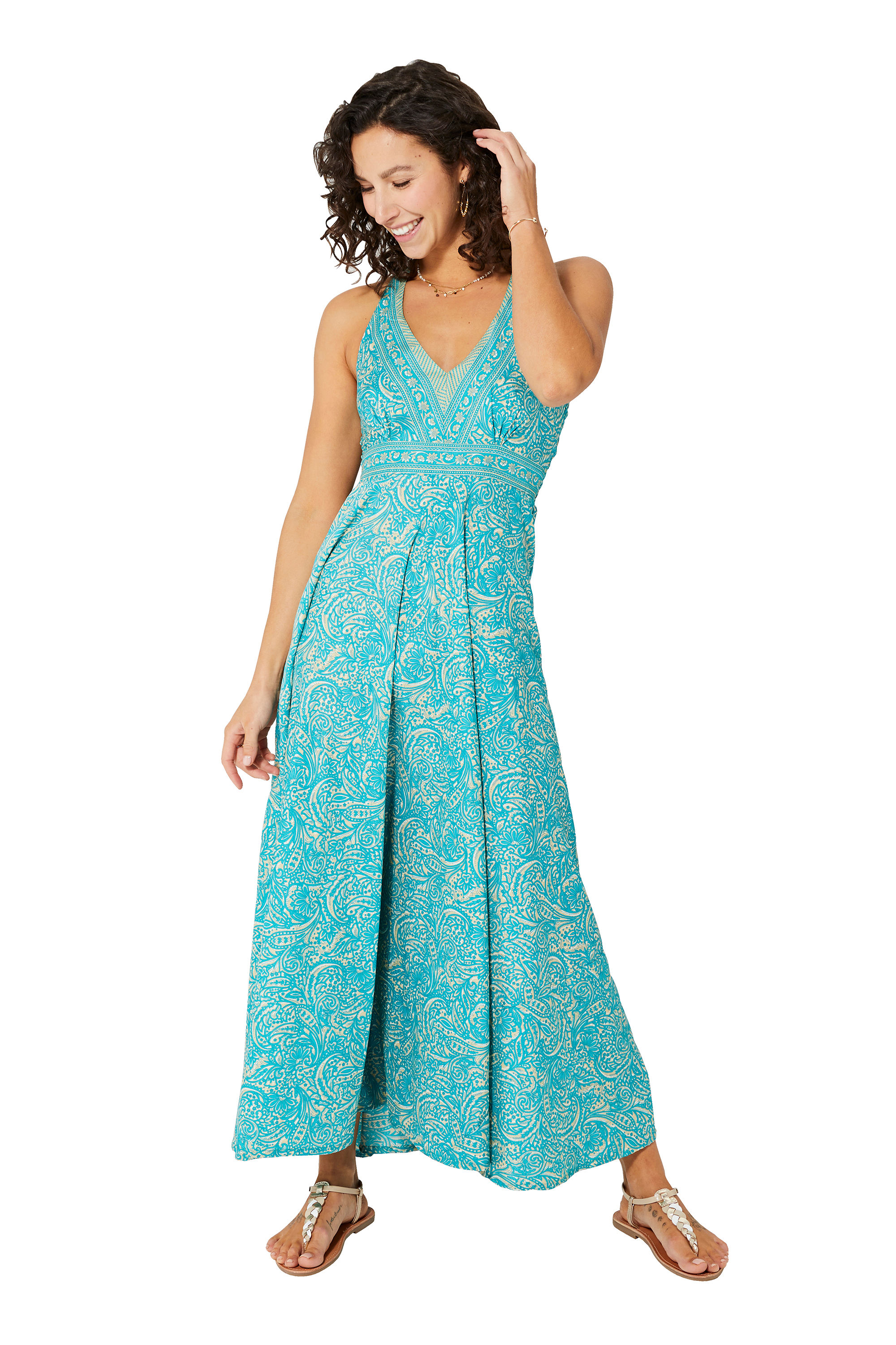 Vestido de Mujer Turquesa Beige