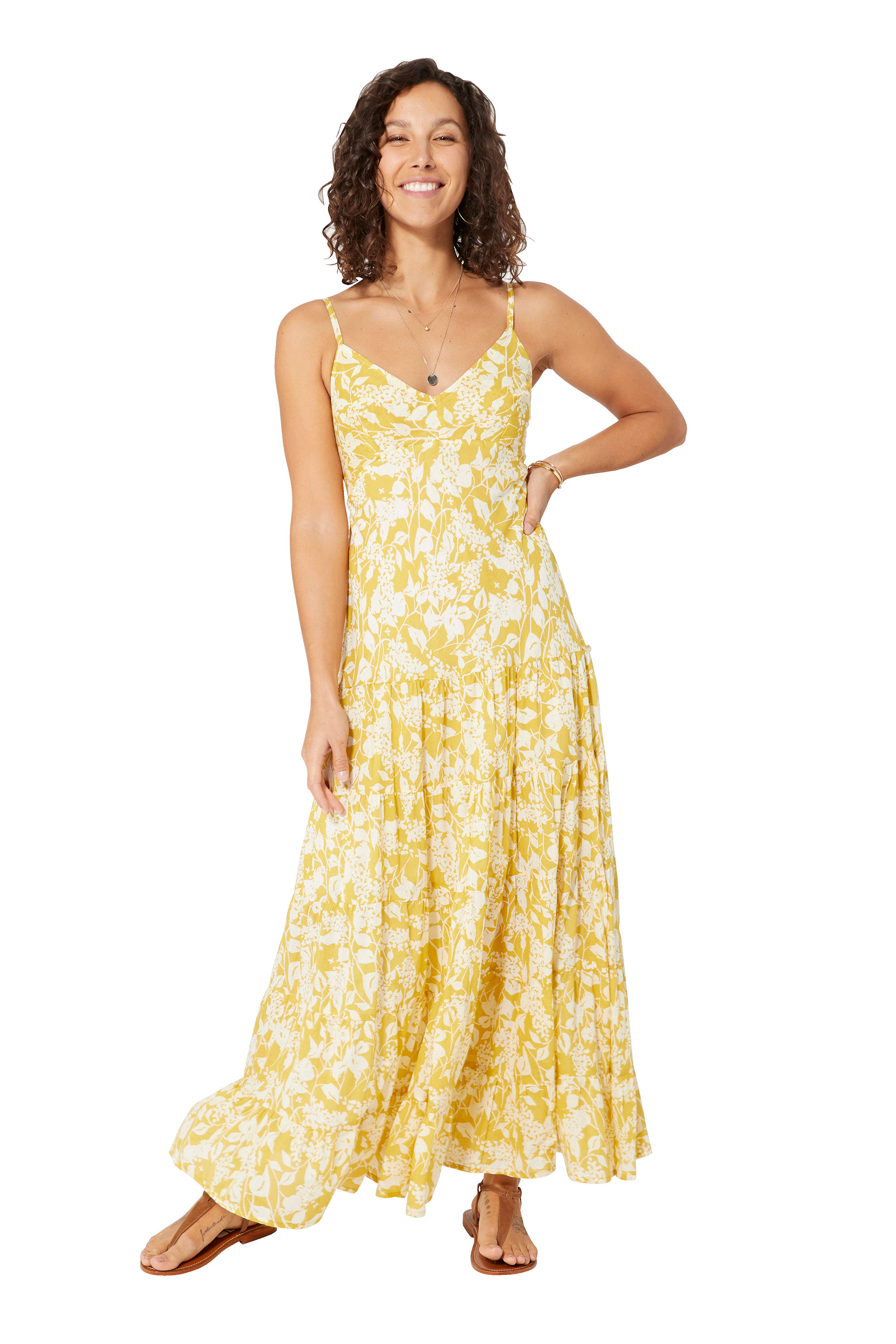 Yellow White Women Dress
