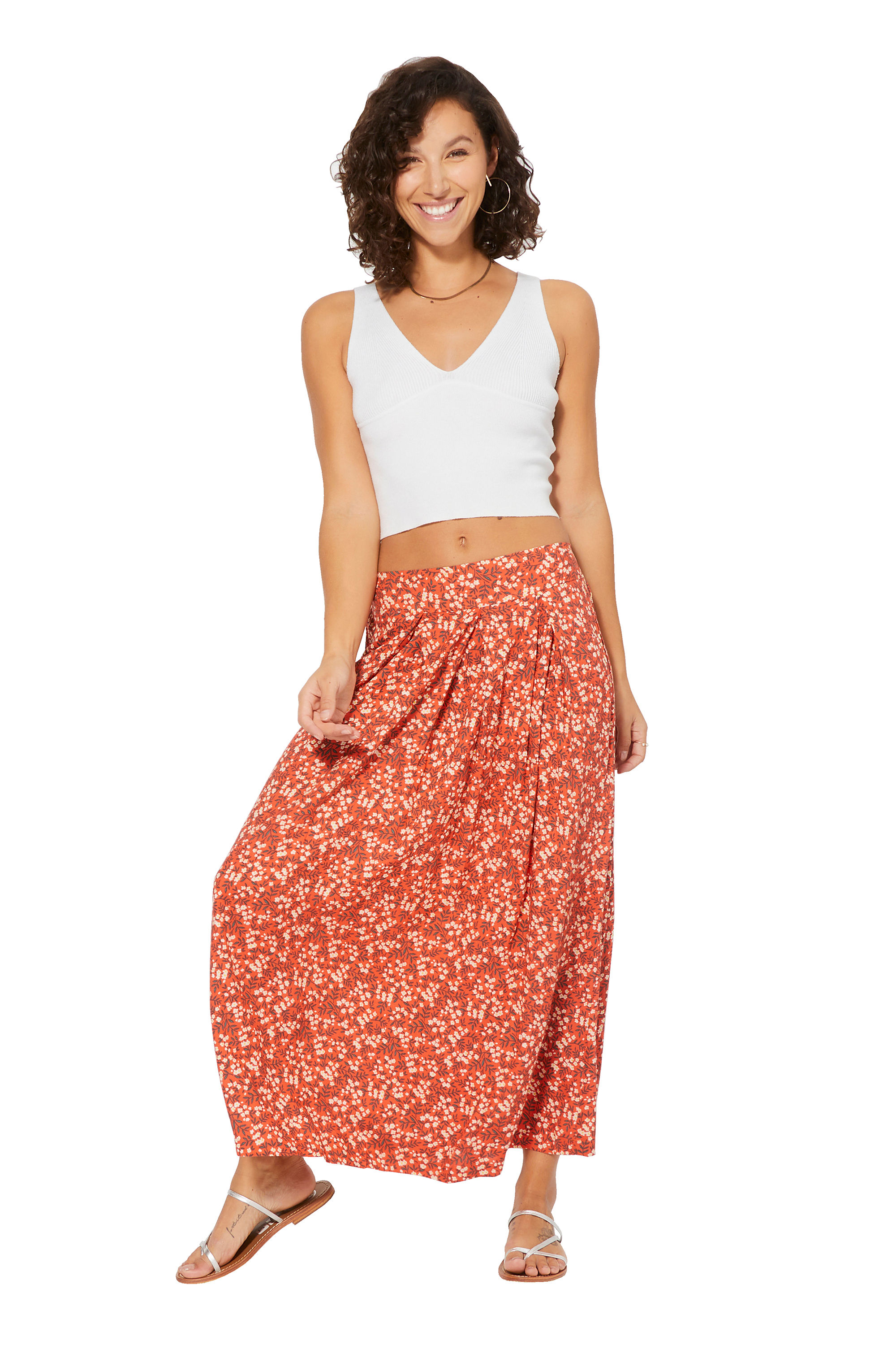 Orange Green White Yellow Women Skirt