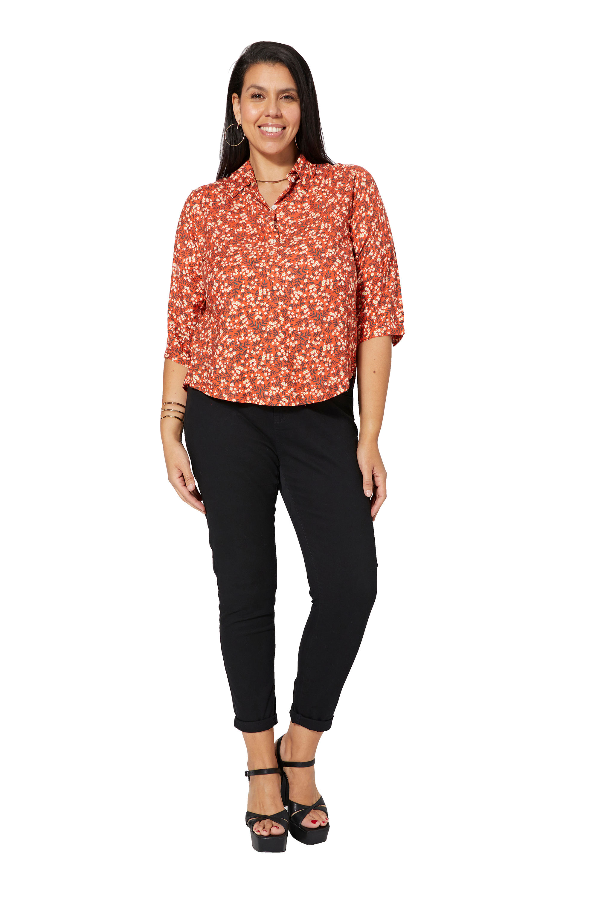 Orange Green White Yellow Women Plus Size Tunic