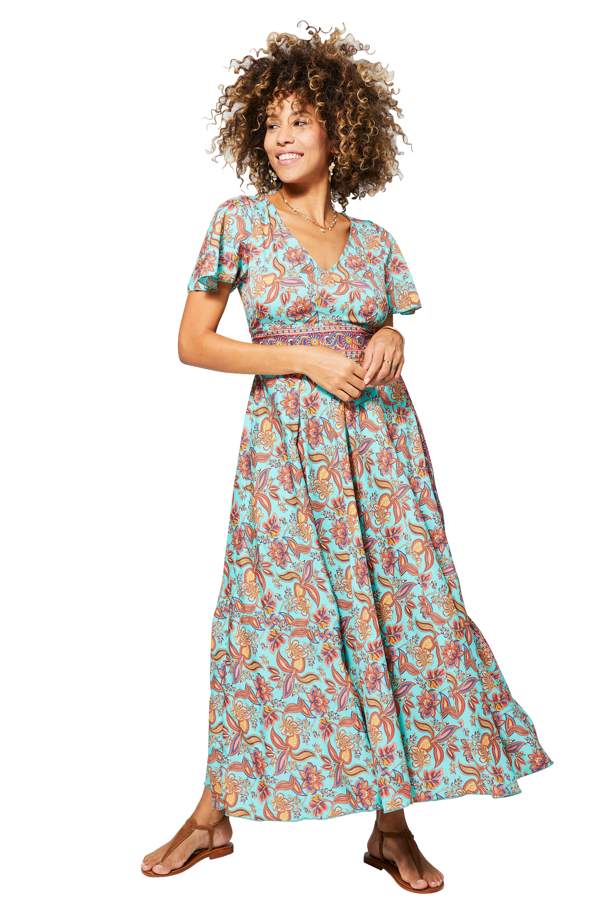 Turquoise Pink Orange Blue Women Dress