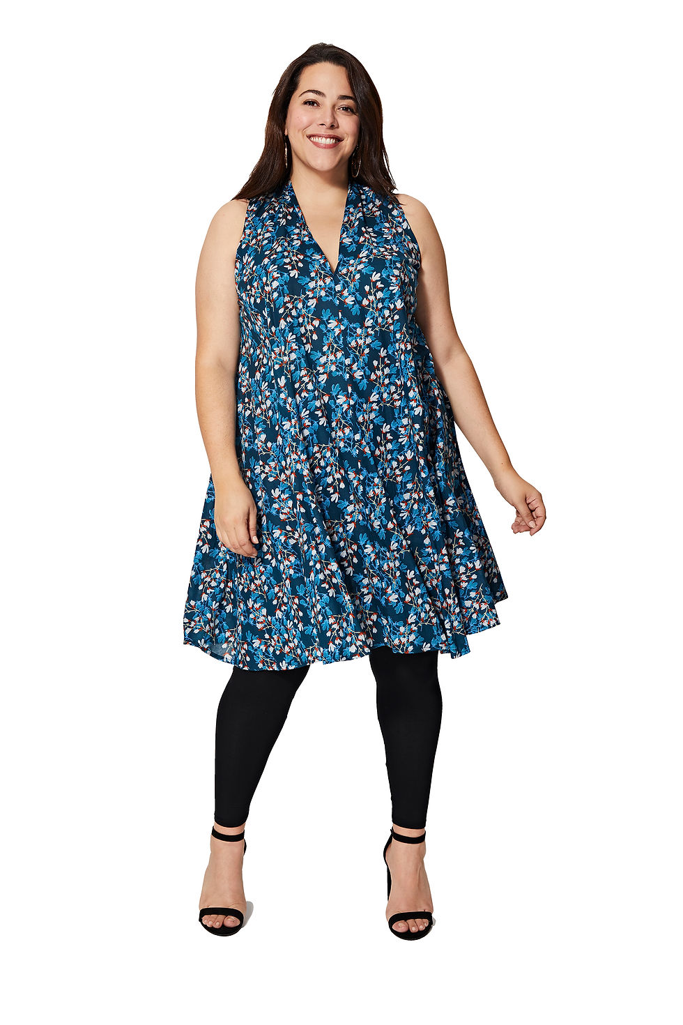 Blue White Orange Women Plus Size Tunic
