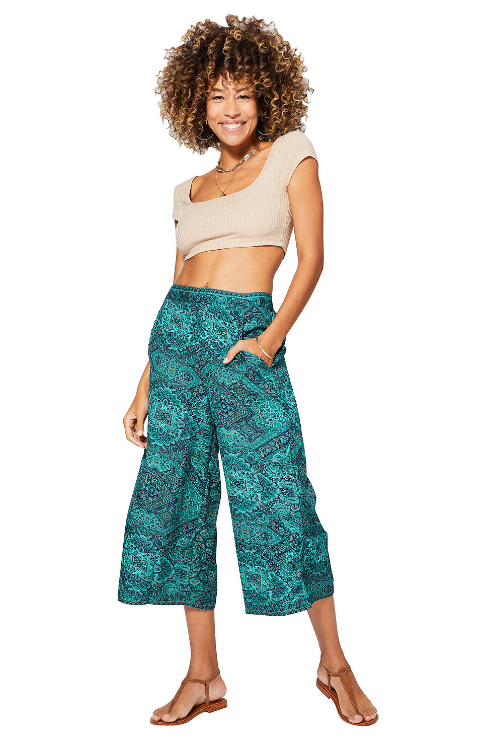 Miniatura: Verde Azul Marino Beige Mujeres Pantalones