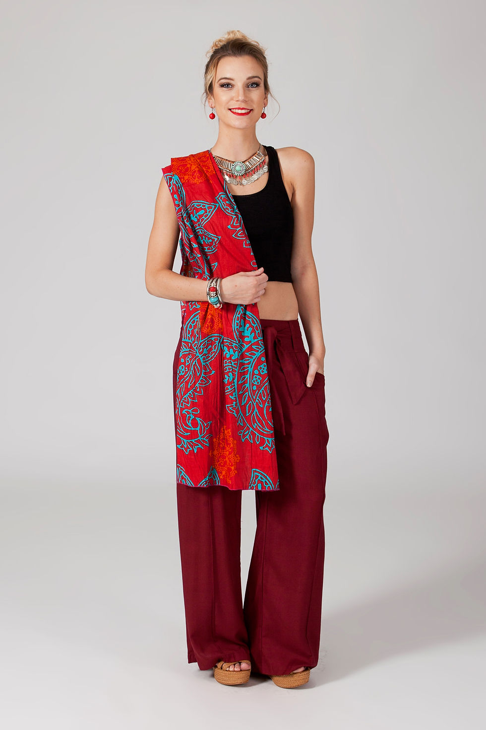 Miniatura: Burgundy <b>Women</b> <i>Trousers</i>