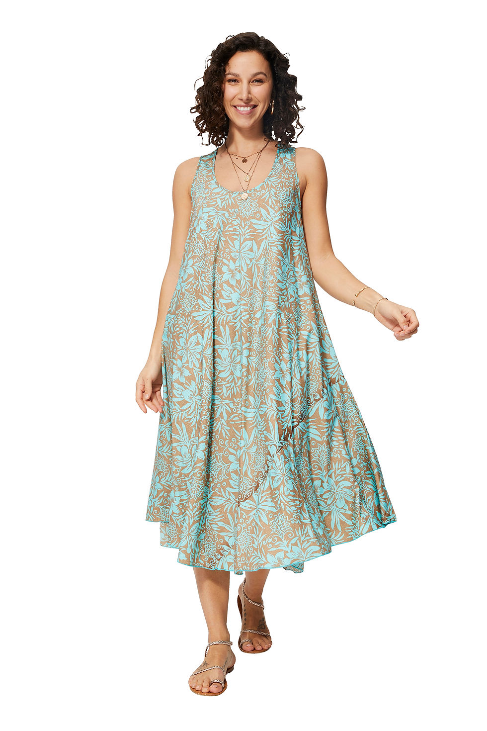 Brown Turquoise Women Dress