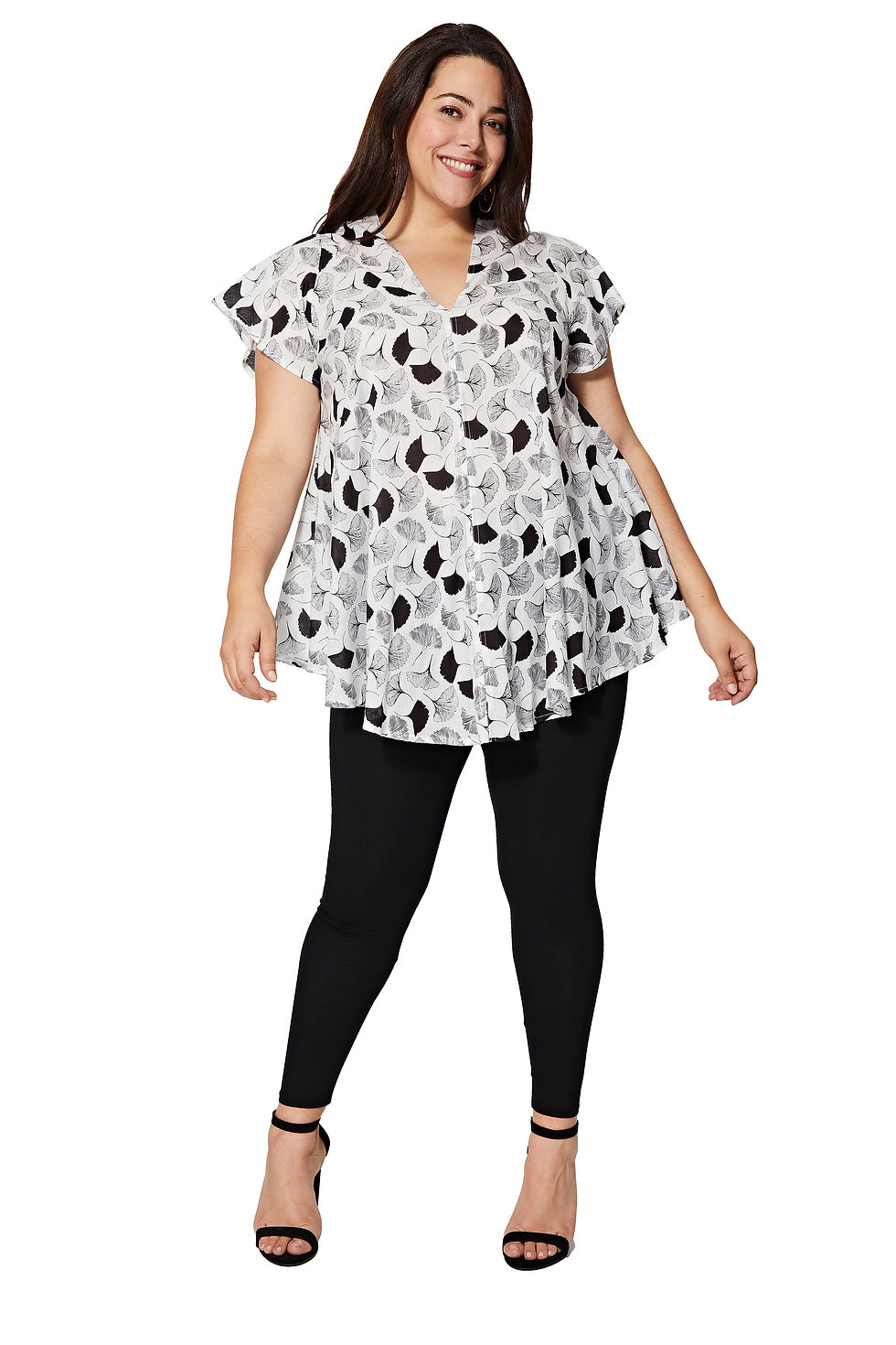 White Black Women Plus Size Tunic