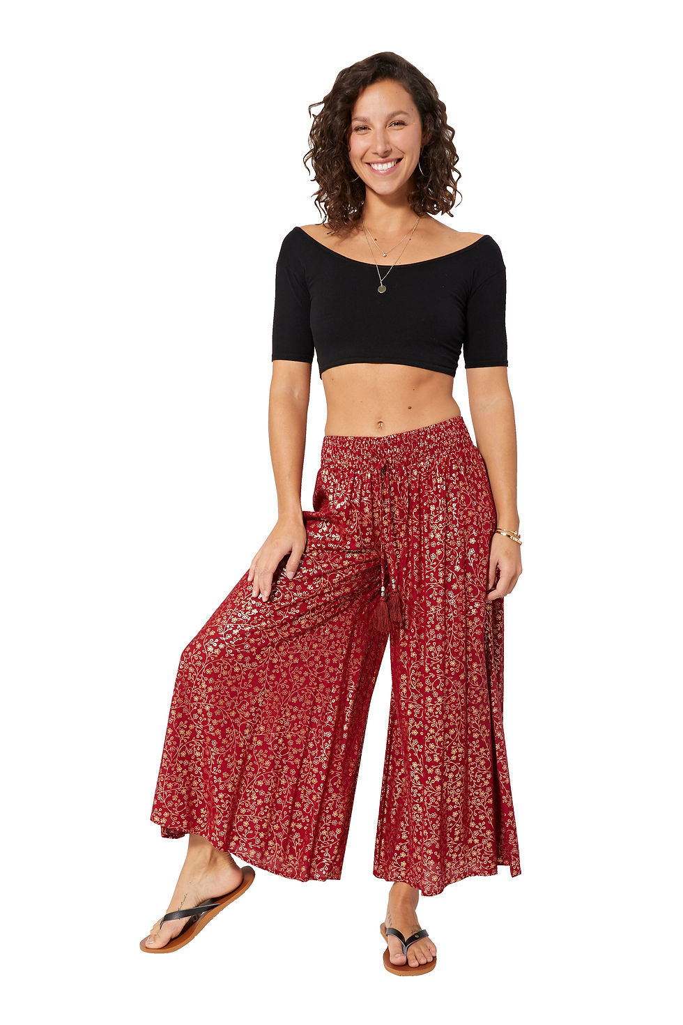 Red Gold Women Trousers
