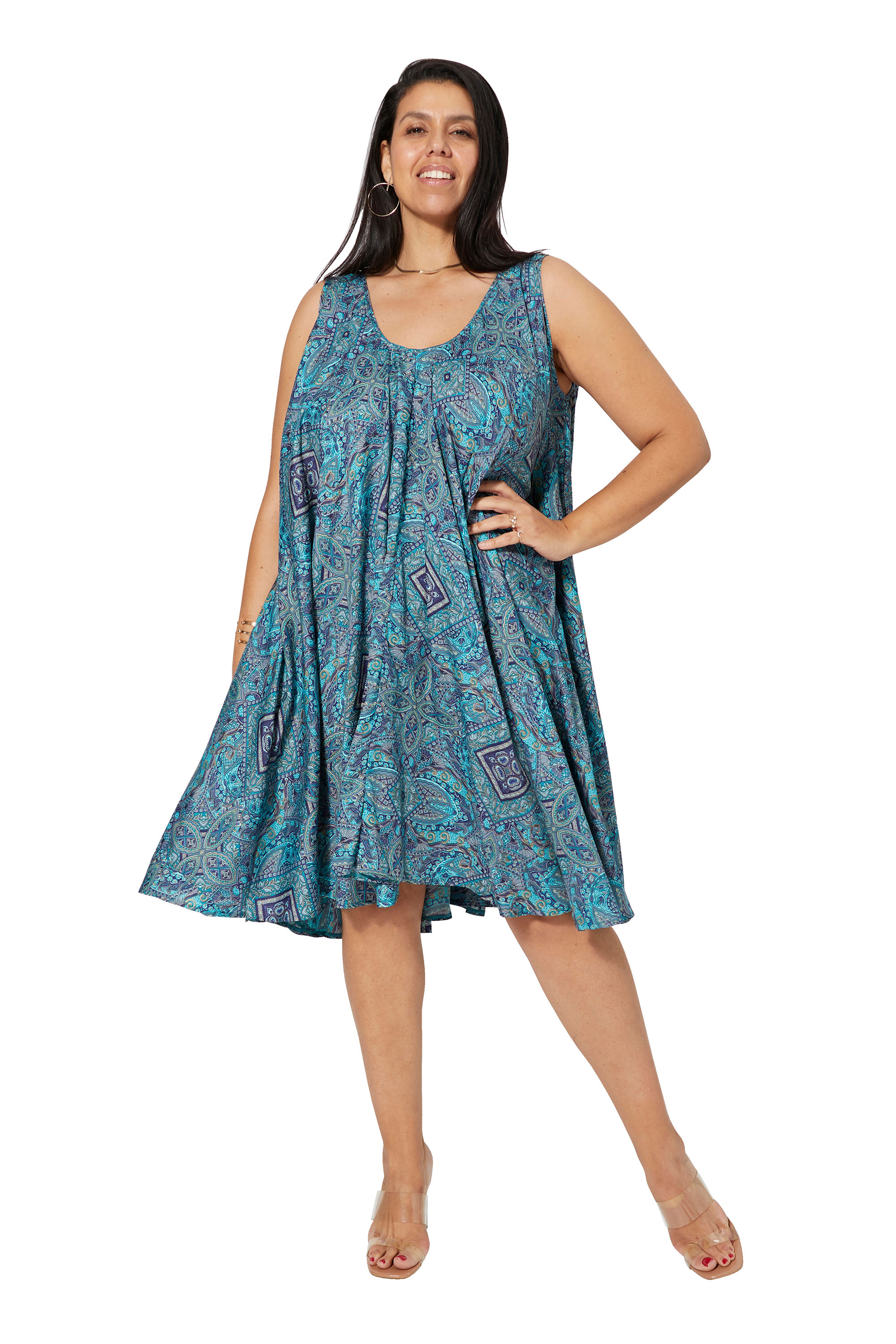 Navy Blue Grey Women Plus Size Dress